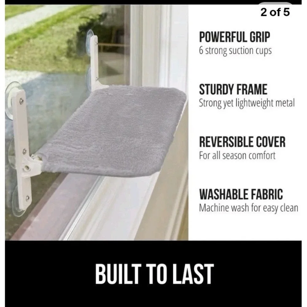 GORILLA GRIP‎ Cat Window Perch, Foldable Cat Window Hammock Bed Gray